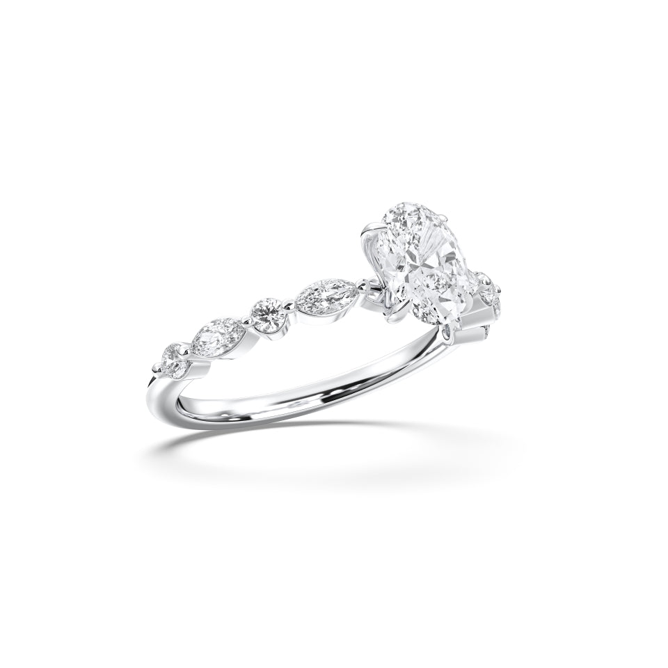 Side stone oval ring