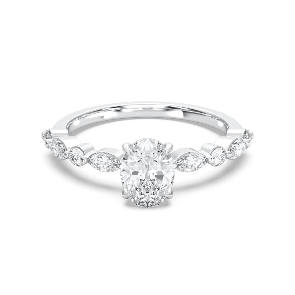 Side stone oval ring