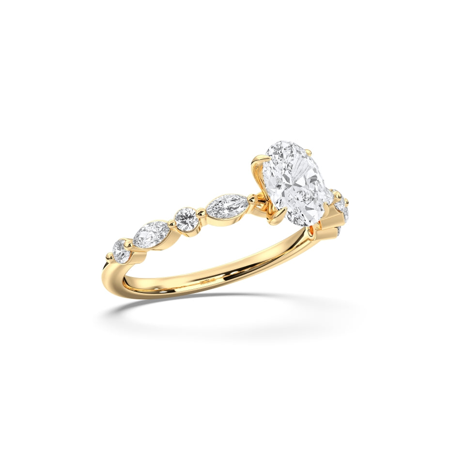 Side stone oval ring