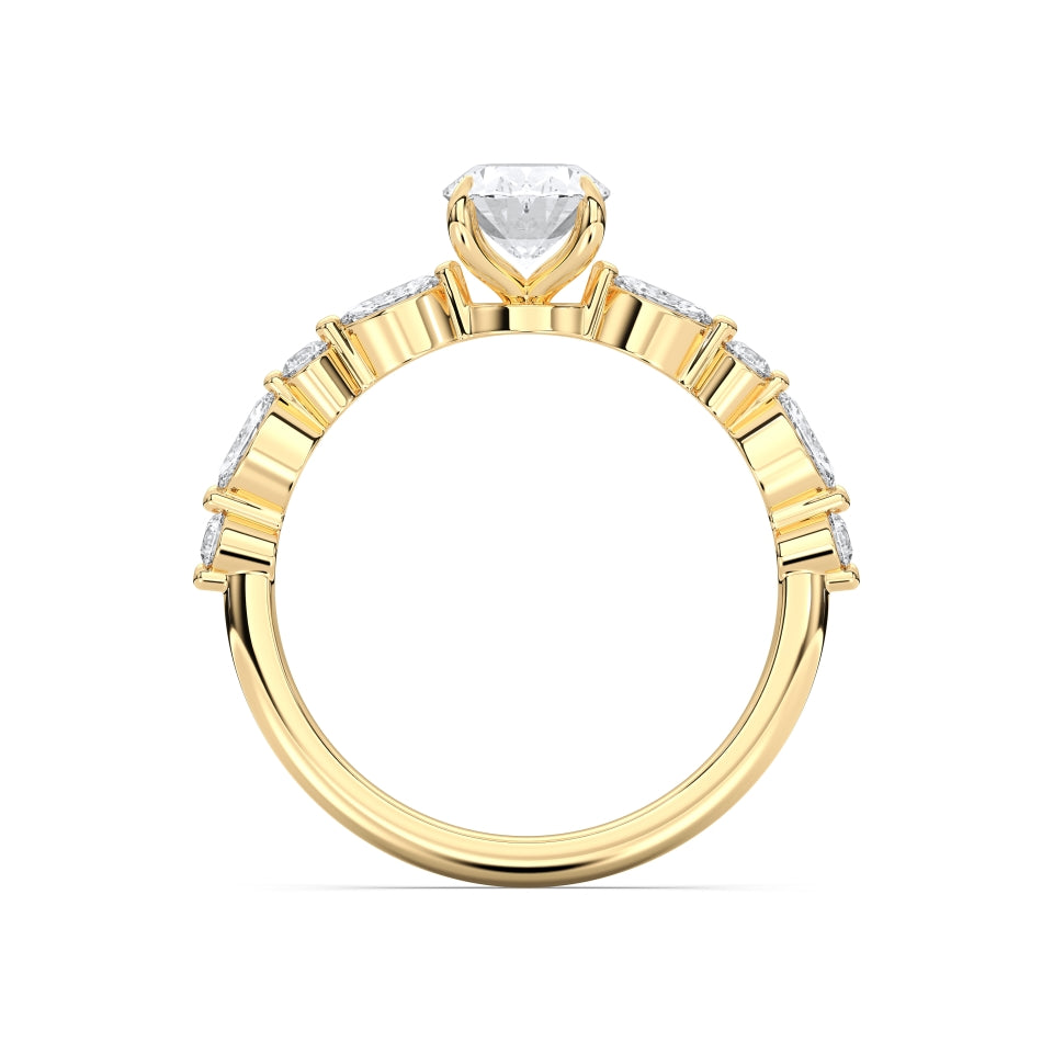 Side stone oval ring