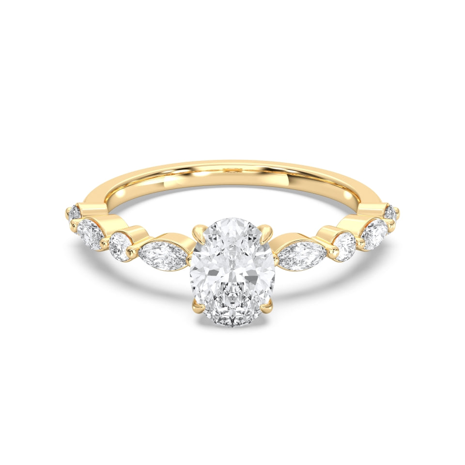 Side stone oval ring