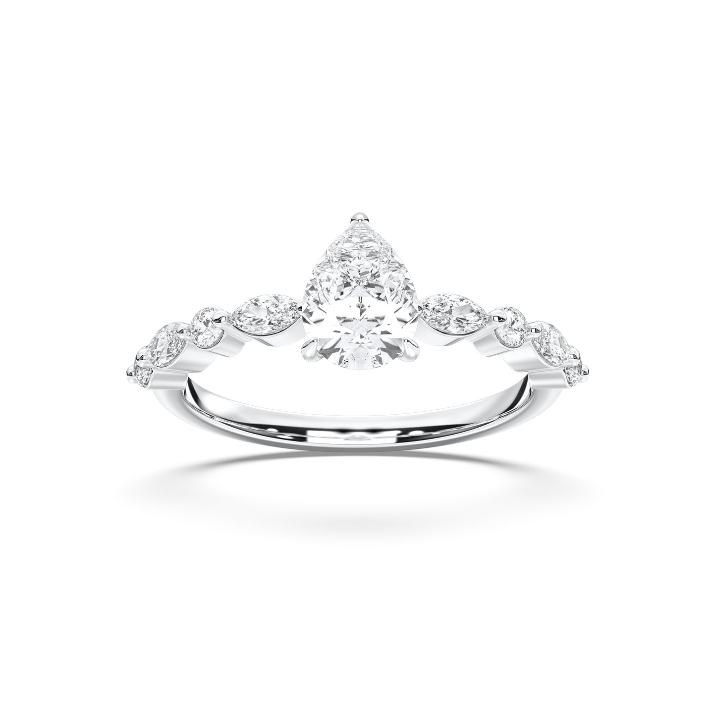 Side stone pear ring
