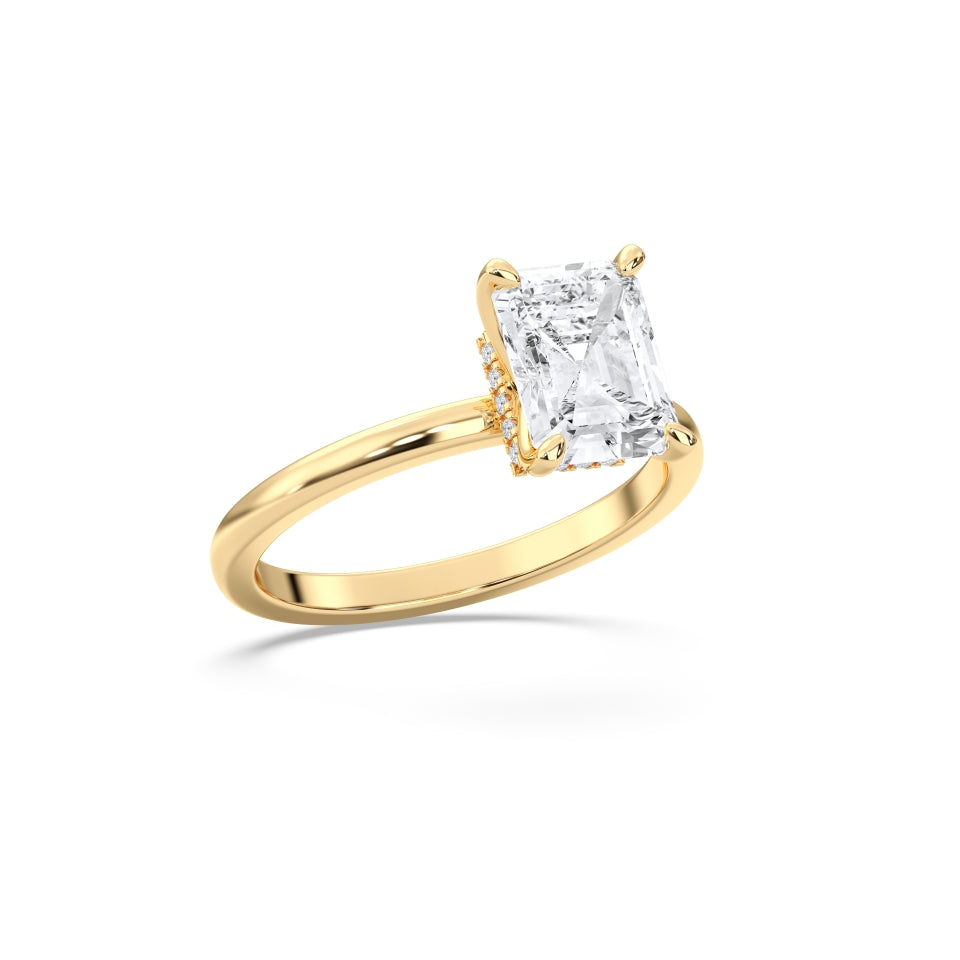 Hidden halo emerald ring