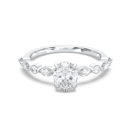 Side stone oval ring