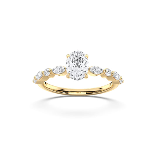 Side stone oval ring